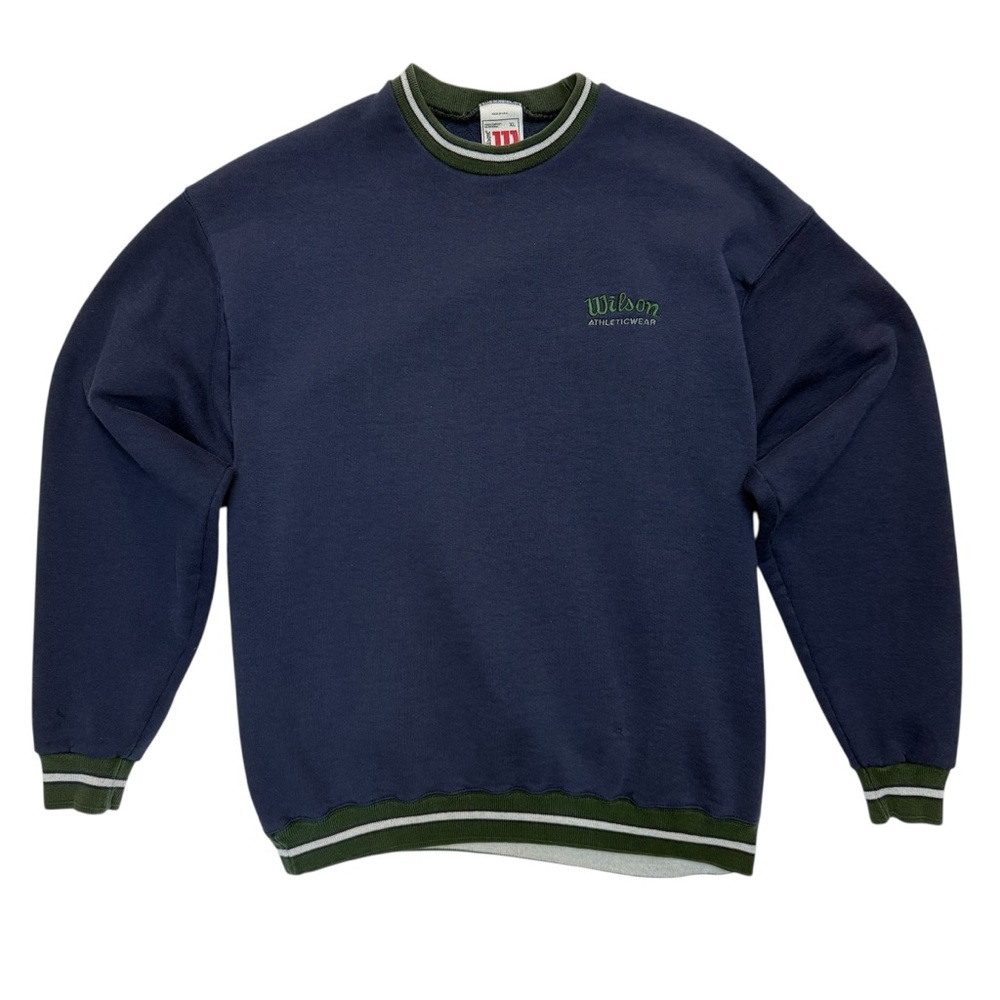 Vintage 90s Wilson Crewneck Sweatshirt Mens XL Navy Embroidered Made In USA